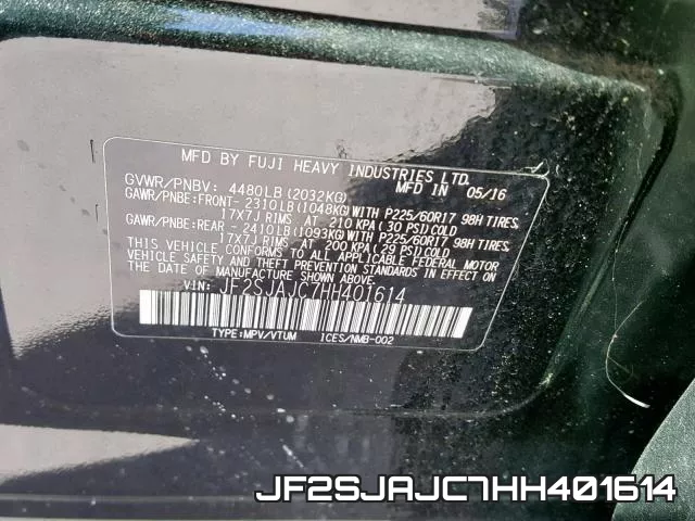 JF2SJAJC7HH401614 фото 2