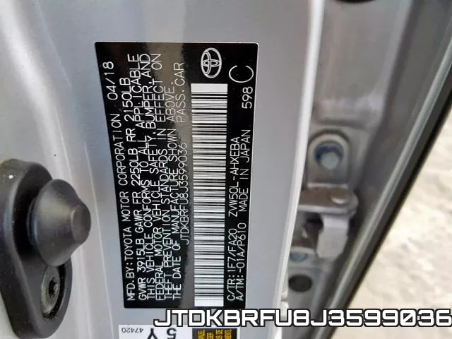 JTDKBRFU8J3599036 фото 2