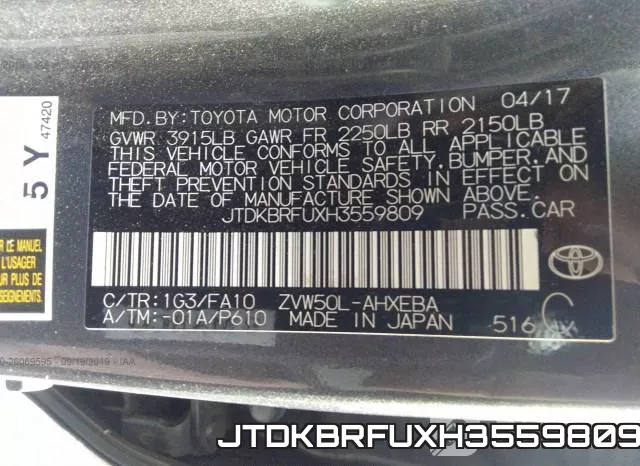 JTDKBRFUXH3559809 фото 10