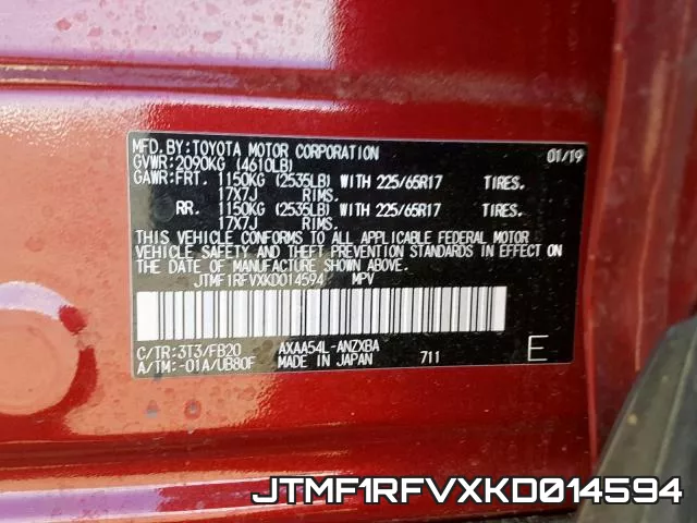 JTMF1RFVXKD014594 фото 2