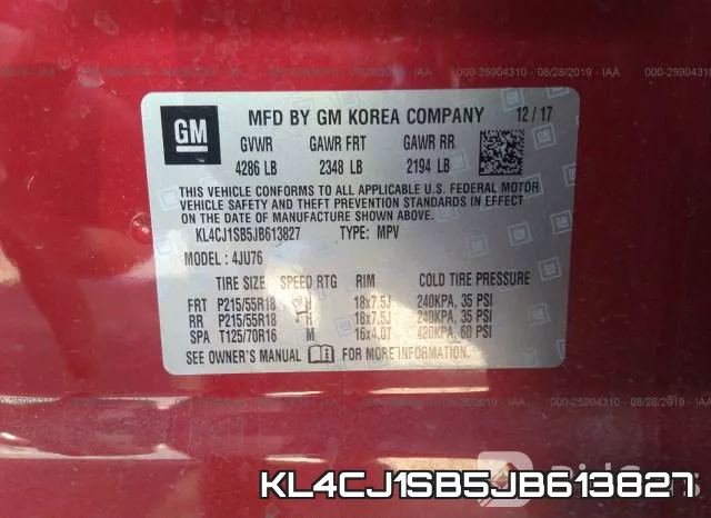 KL4CJ1SB5JB613827 фото 10