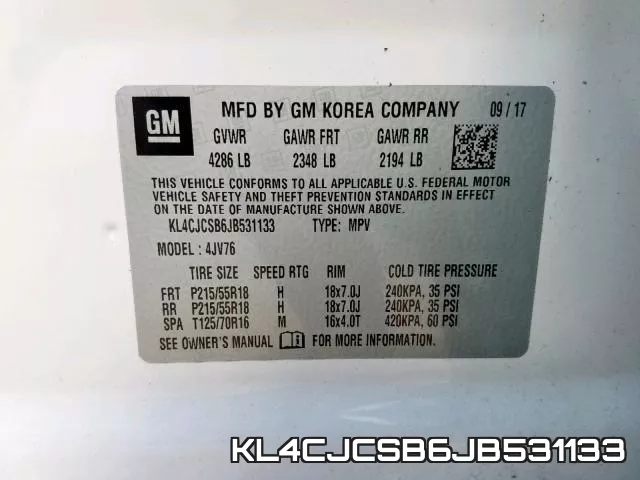 KL4CJCSB6JB531133 фото 2