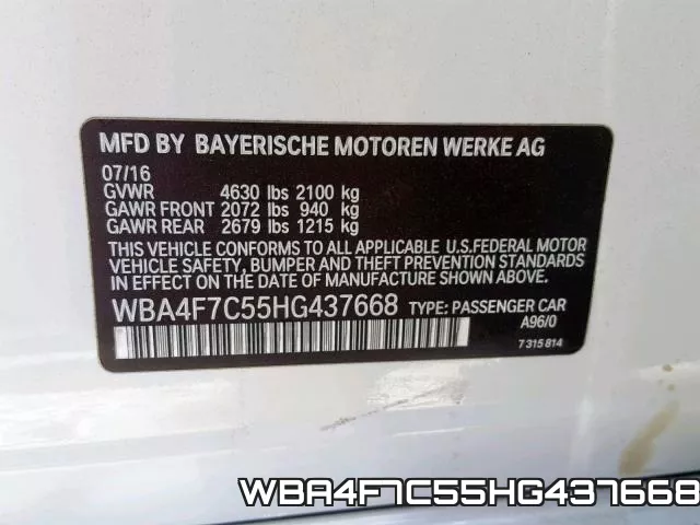 WBA4F7C55HG437668 фото 2