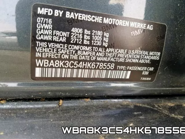 WBA8K3C54HK678558 фото 2