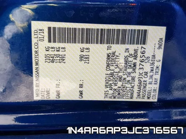 1N4AA6AP3JC376567 фото 2