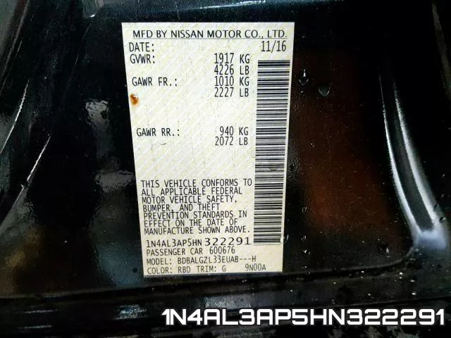 1N4AL3AP5HN322291 фото 2