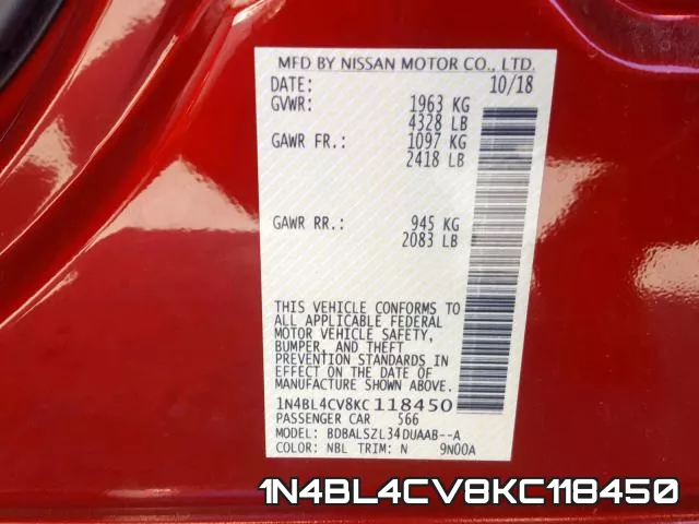 1N4BL4CV8KC118450 фото 2