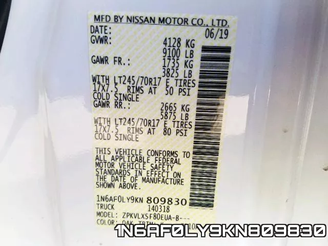 1N6AF0LY9KN809830 фото 2