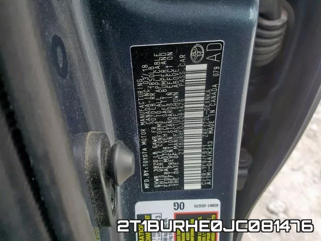 2T1BURHE0JC081476 фото 2