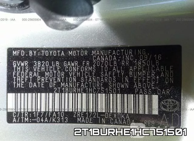 2T1BURHE1HC751501 фото 10