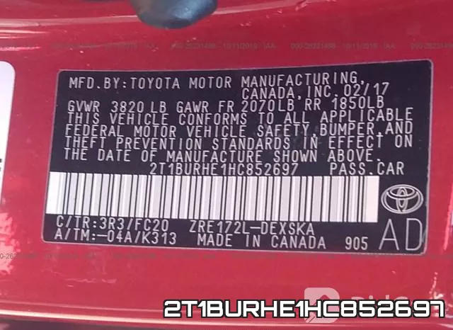 2T1BURHE1HC852697 фото 10