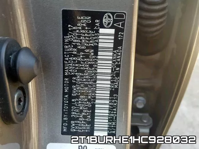 2T1BURHE1HC928032 фото 2