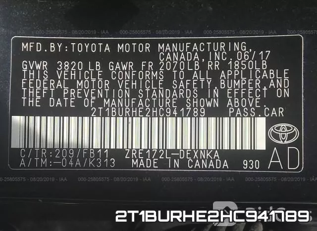 2T1BURHE2HC941789 фото 10