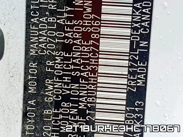 2T1BURHE3HC778067 фото 2