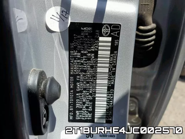 2T1BURHE4JC002570 фото 2