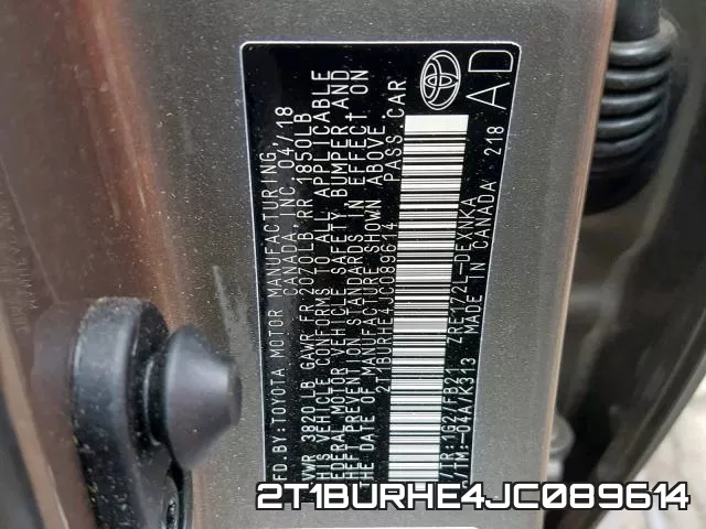 2T1BURHE4JC089614 фото 2