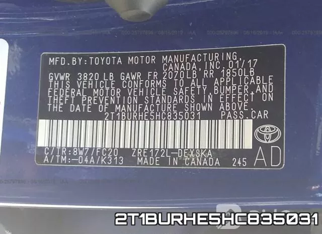 2T1BURHE5HC835031 фото 10