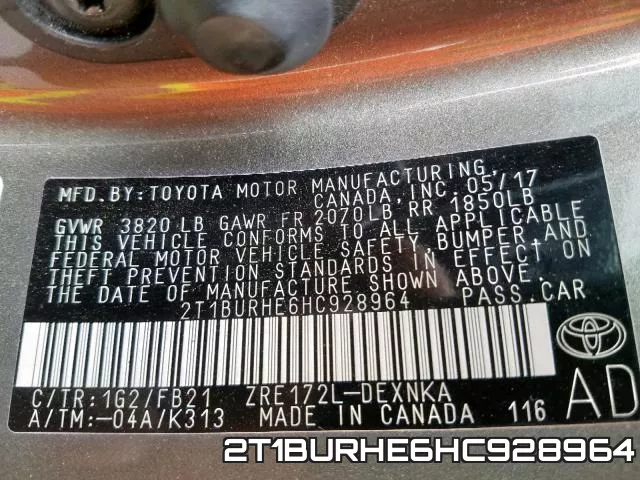 2T1BURHE6HC928964 фото 2