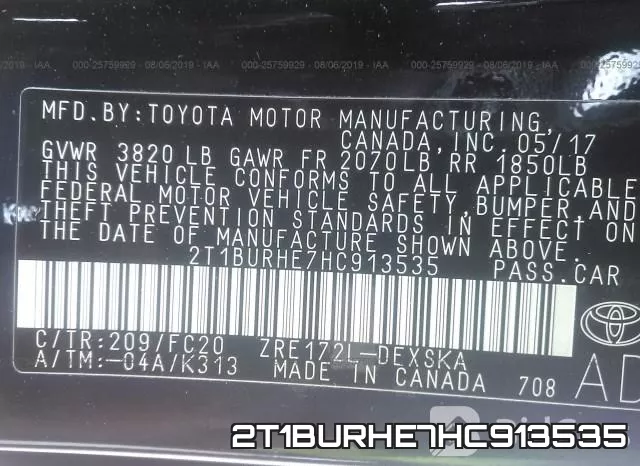 2T1BURHE7HC913535 фото 10