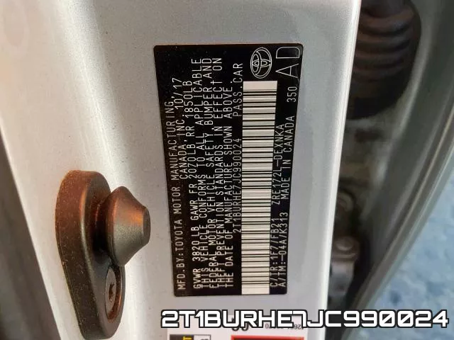 2T1BURHE7JC990024 фото 2