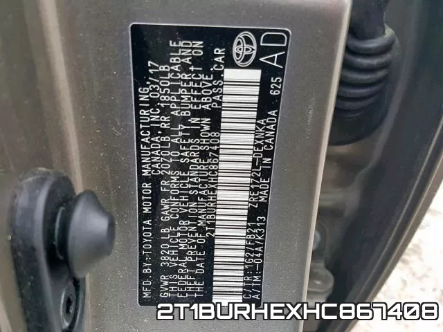 2T1BURHEXHC867408 фото 2