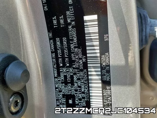 2T2ZZMCA2JC104534 фото 2