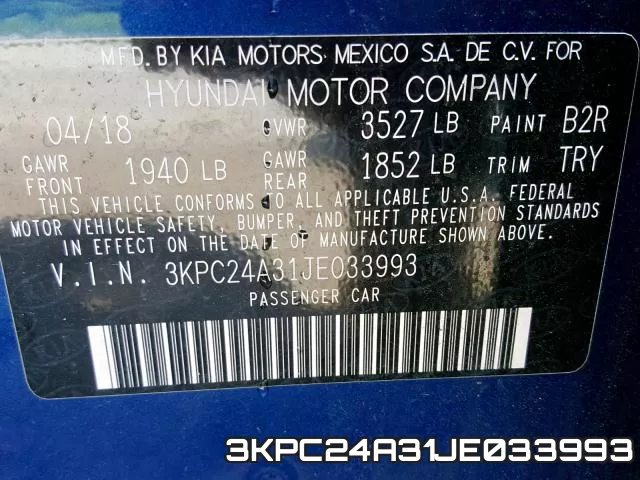 3KPC24A31JE033993 фото 2