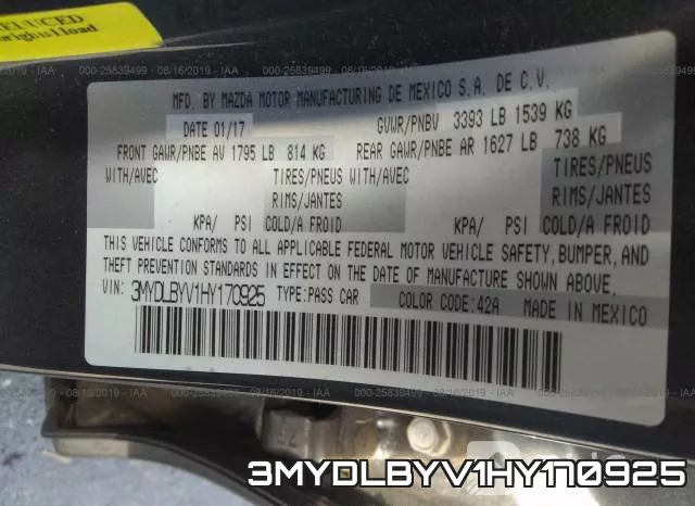 3MYDLBYV1HY170925 фото 10