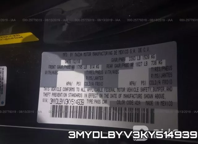 3MYDLBYV3KY514939 фото 10