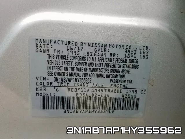 3N1AB7AP1HY355962 фото 2