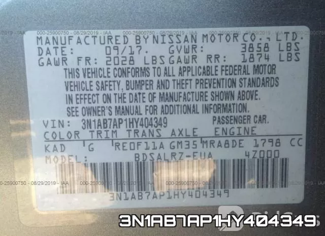 3N1AB7AP1HY404349 фото 10