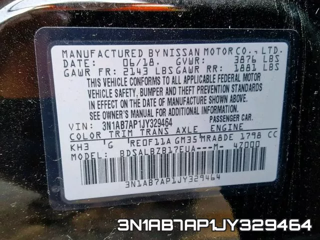 3N1AB7AP1JY329464 фото 2