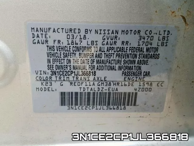 3N1CE2CP1JL366818 фото 2