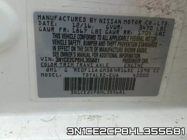 3N1CE2CP8HL355681 фото 2