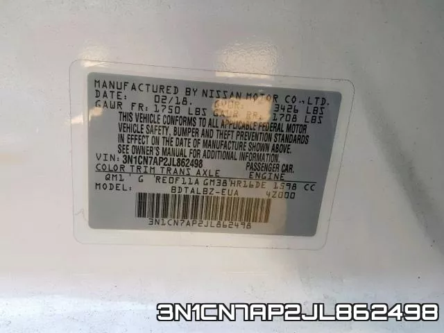 3N1CN7AP2JL862498 фото 2