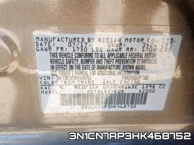 3N1CN7AP3HK468752 фото 2