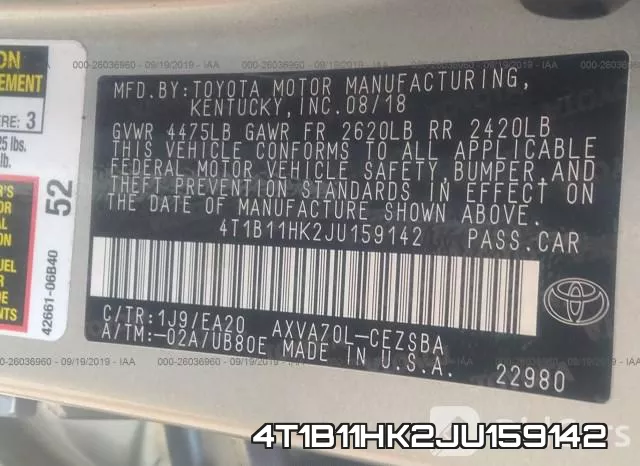 4T1B11HK2JU159142 фото 10