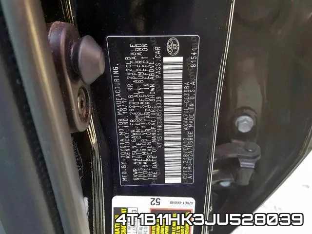4T1B11HK3JU528039 фото 2