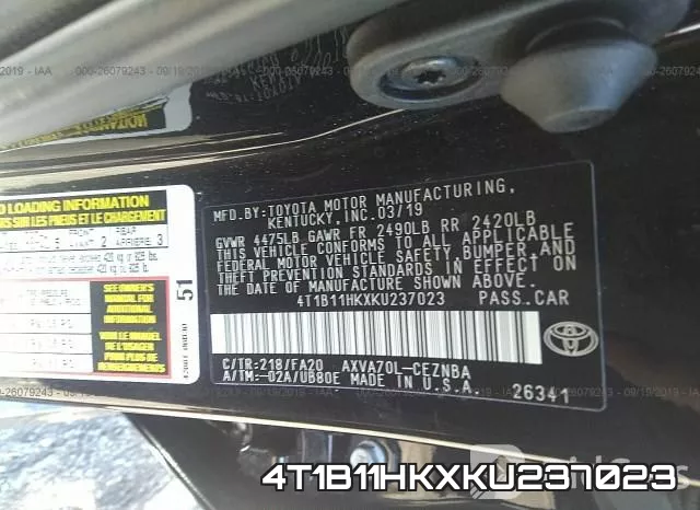 4T1B11HKXKU237023 фото 10
