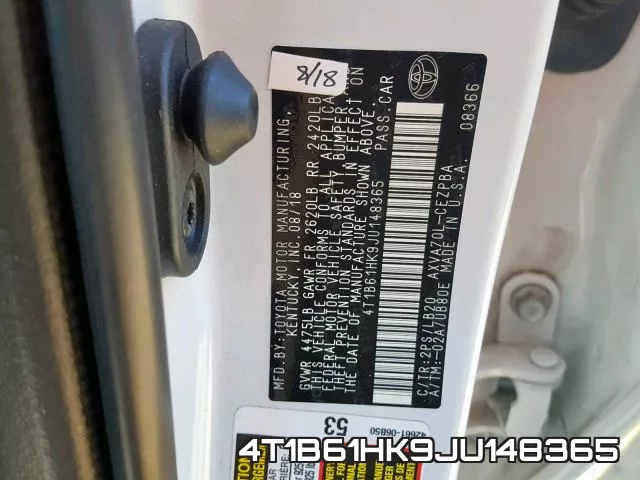 4T1B61HK9JU148365 фото 2