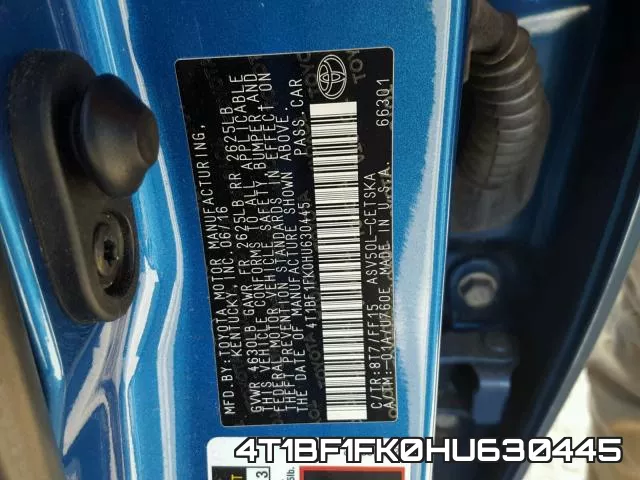 4T1BF1FK0HU630445 фото 2