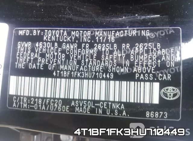 4T1BF1FK3HU710449 фото 10