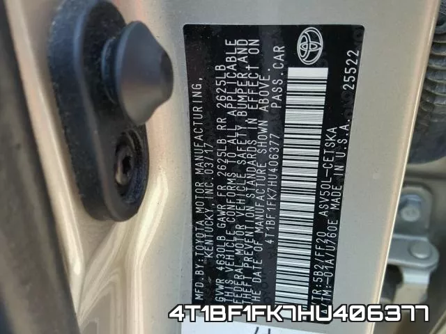 4T1BF1FK7HU406377 фото 2