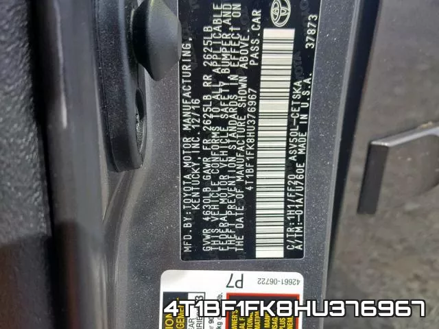 4T1BF1FK8HU376967 фото 2