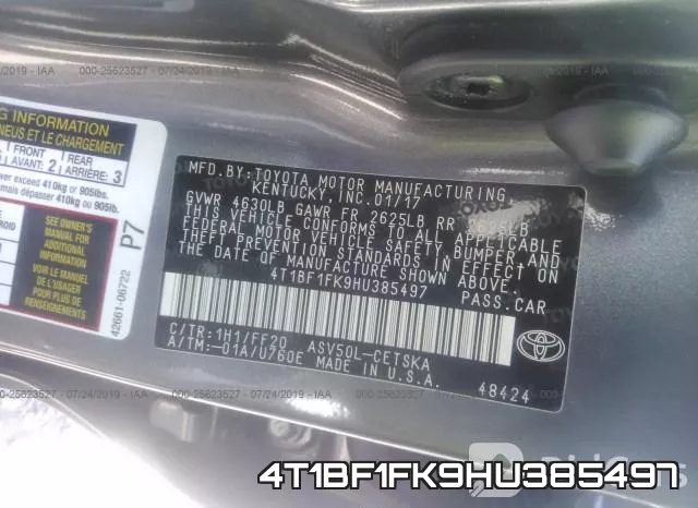 4T1BF1FK9HU385497 фото 10