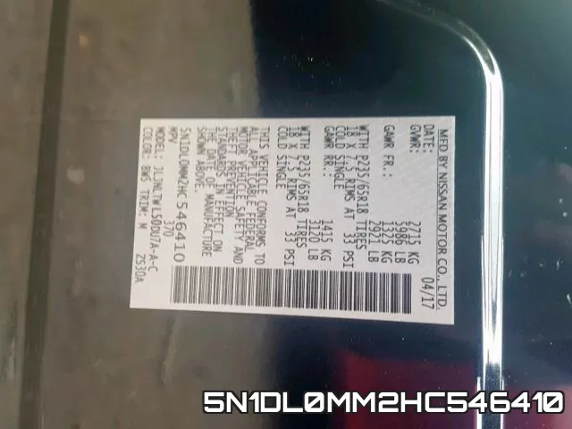 5N1DL0MM2HC546410 фото 2