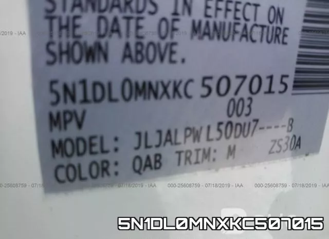 5N1DL0MNXKC507015 фото 10