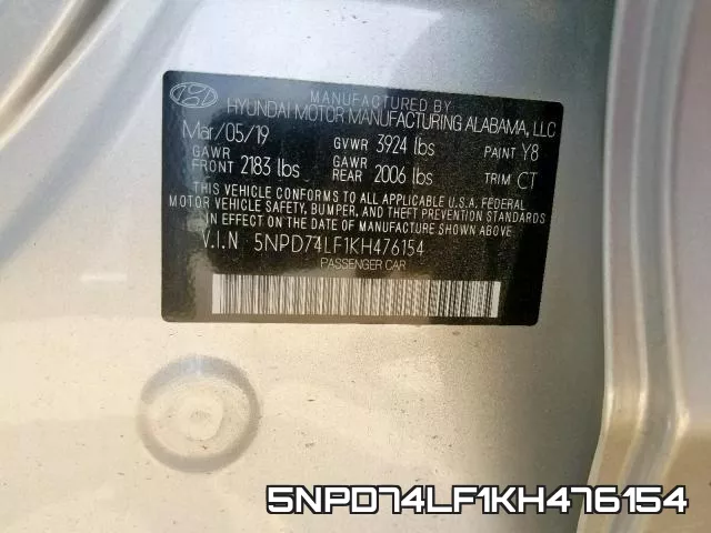 5NPD74LF1KH476154 фото 2