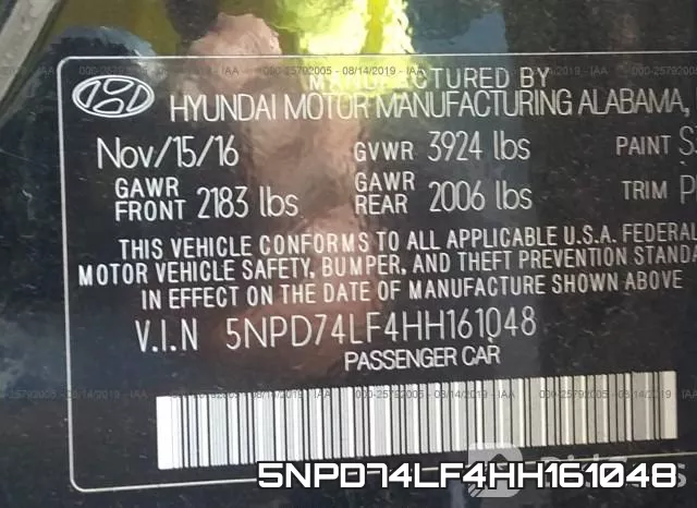 5NPD74LF4HH161048 фото 10