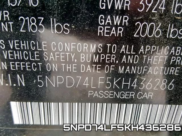5NPD74LF5KH436286 фото 2